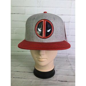 Marvel Comics Deadpool Raised Logo Gray Red Snapback Hat Cap Adult OSFM